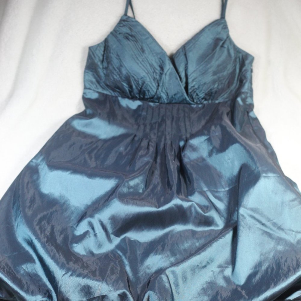 Vintage 80's Dark Teal Brushed Satin Dress by Sangria